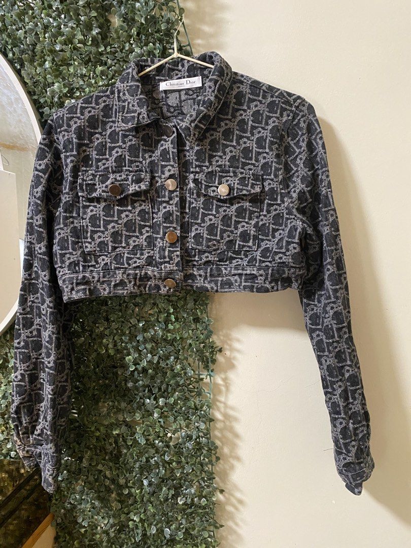 Christian Dior crop denim jacket monogram (Category: Luxury Apparel) located in Manila. Submitted by avathriftedcloset (Listing ID 1428291474, Image 1). Description: Small- medium.