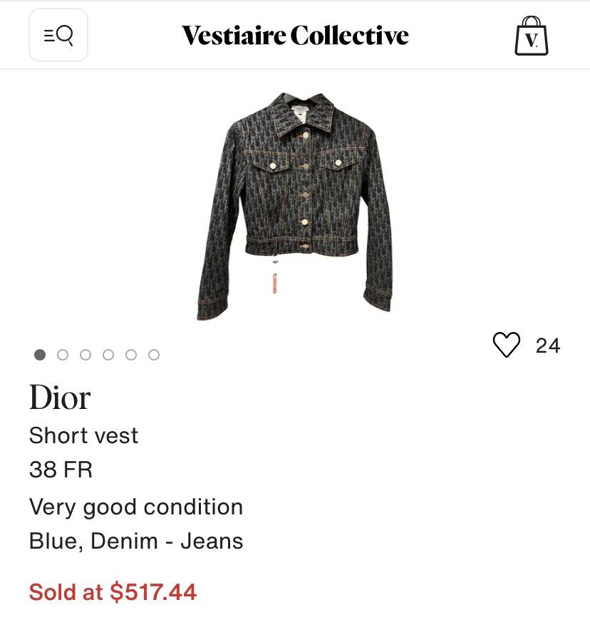 Christian Dior crop denim jacket monogram (Category: Luxury Apparel) located in Manila. Submitted by avathriftedcloset (Listing ID 1428291474, Image 2). Description: Small- medium.
