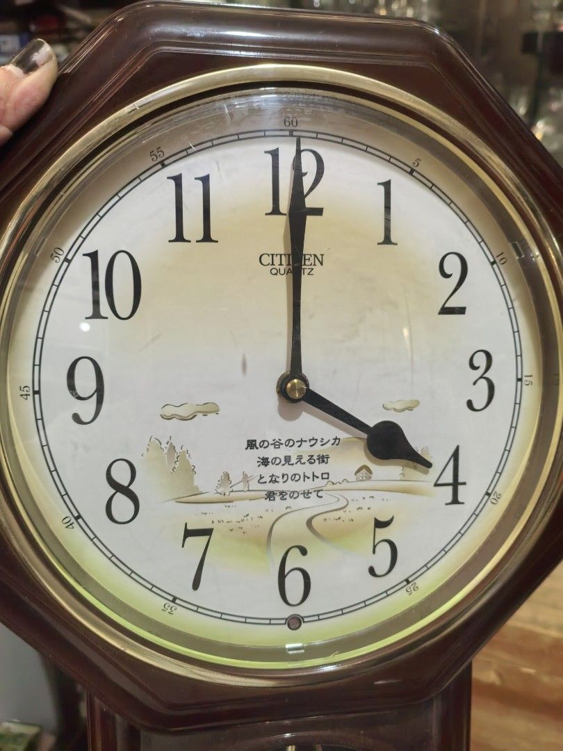 Citizen Quartz - Pendulum Wall Clock (Category: Clocks) located in Cebu City. Submitted by dudes_villanueva (Listing ID 1428261211, Image 2). Description: Citizen Quartz - Pendulum Wall Clock Body: Plastic and Acrylic 📌Clock Not Working. 📌Pendulum and Hourly Music working perfectly. 📌For Display or Repair. 📌Battery not included. L11xH17.75 in.
