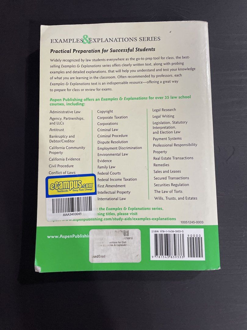Civil Procedure Examples & Explanations 9th Edition (Category: Textbooks) located in Paranaque City. Submitted by yourneighbortotoro (Listing ID 1428380748, Image 3). Description: 📚 Civil Procedure | Joseph W. Glannon | Ninth Edition | Examples & Explanations ✨ A trusted law resource — Glannon’s Civil Procedure offers clear explanations with practical examples for students and professionals 📚 Perfect for collectors, law students, and academic s