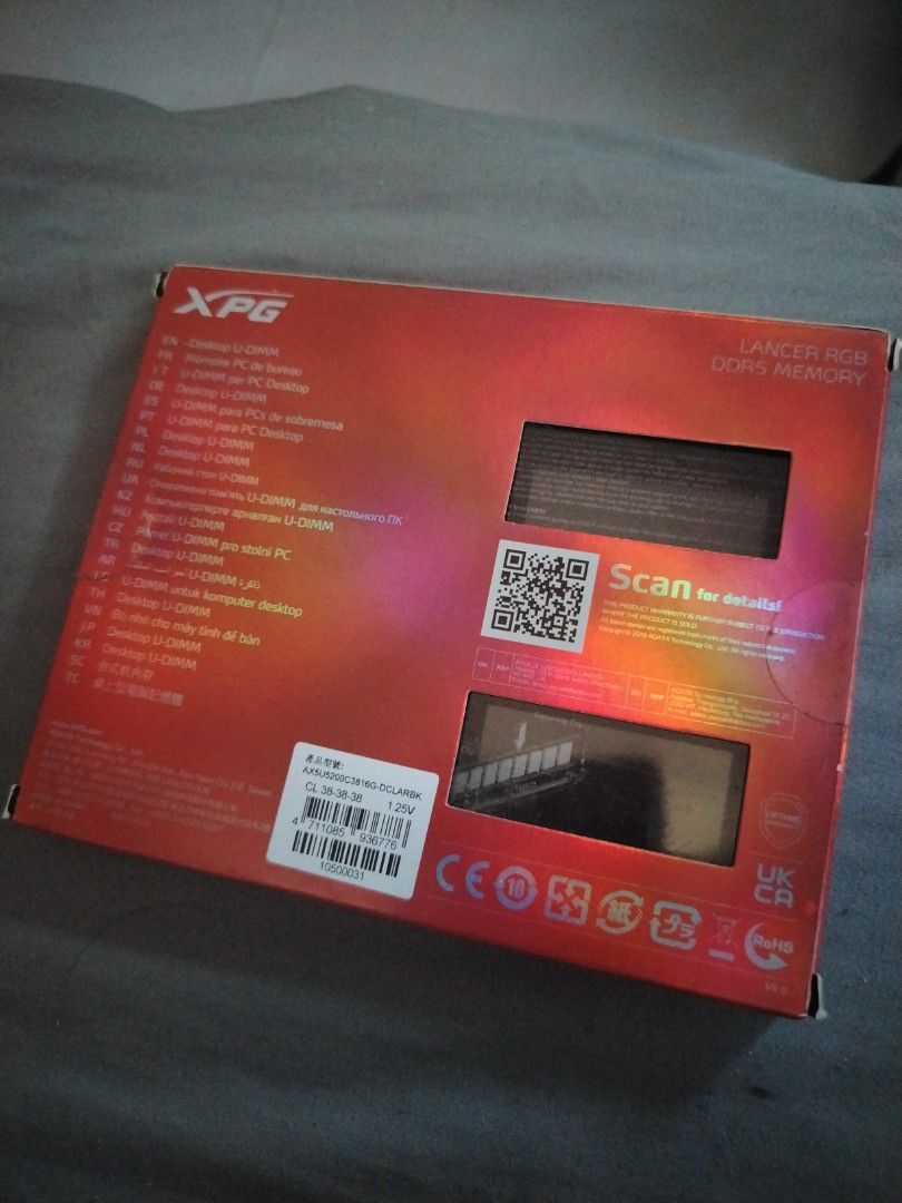 DDR5 32gb ADATA XPG LANCER 16x2 (Category: Computer Parts) located in Cainta. Submitted by gab.pxz (Listing ID 1428262362, Image 2). Description: DDR5 16x2 32GB 5200Mhz CL38 never overclocked pwede swap sa white 32gb din pagusapan nalang kung magkano add cash ko mas prefer meetup still in use pa kaya test to sawa.
