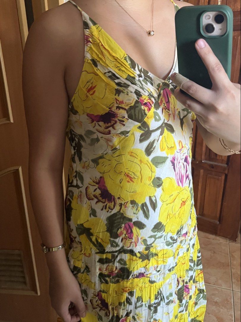 Floral Yellow Dress (Category: Dresses) located in Dagupan City. Submitted by whimsyluns (Listing ID 1428361896, Image 3). Description: Summer dress -100% Cotton waist: 34inch bust: 28inch -stretchable -low waist dress.