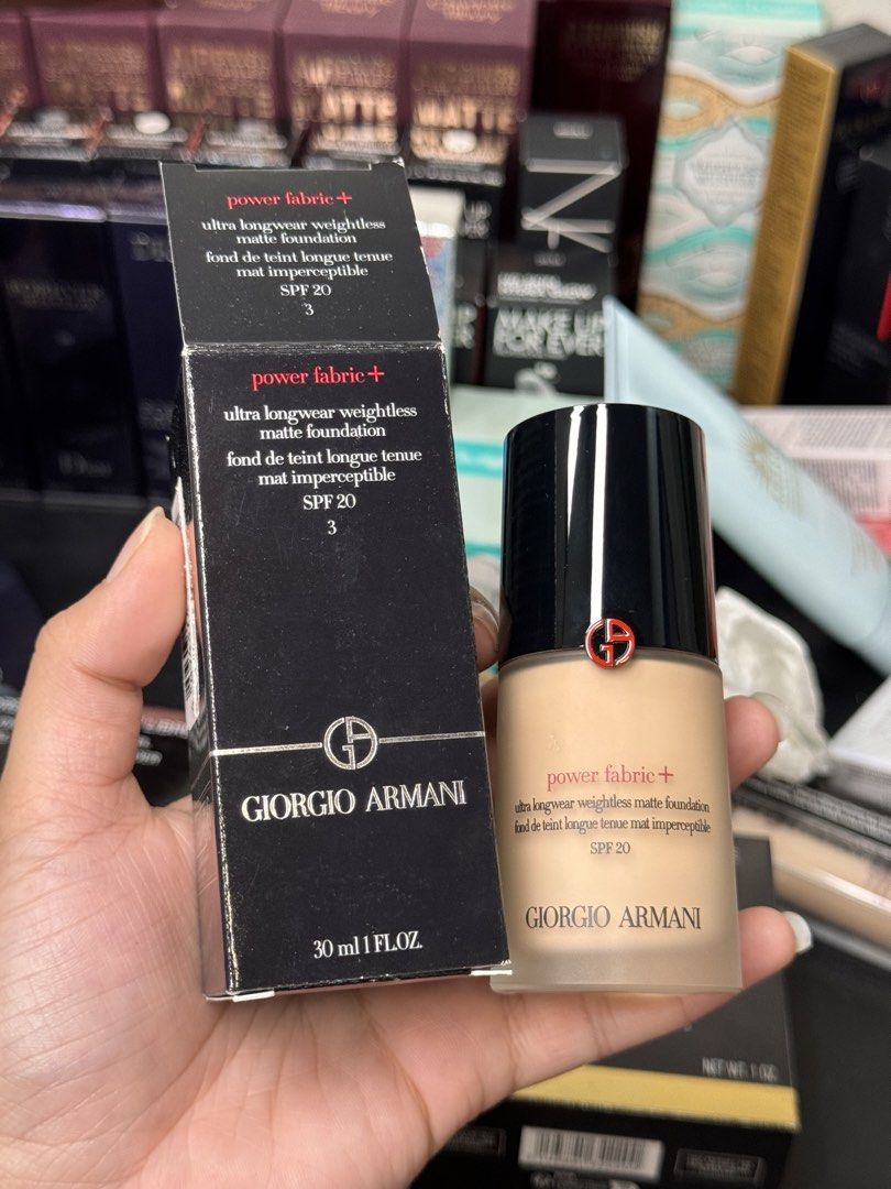 Giorgio Armani Power Foundation - Shade 3 (Category: Makeup) located in Quezon City. Submitted by themakeupavenueph (Listing ID 1428412887, Image 1). Description: ₱2,050 The Viral Giorgio Armani Foundation 🤌🏻🤌🏻🤌🏻 Shade - 3 Super hirap maghanap nito!! Super ganda huhu. Check reviews! —almost 4k srp nito!.