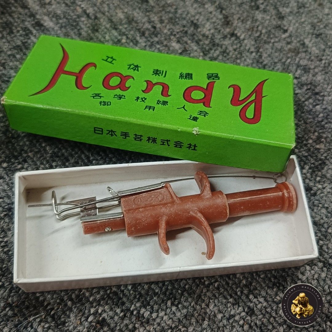 Handy Embroidery Tool with Box (Category: Craft Supplies & Tools) located in Meycauayan. Submitted by ka_luma (Listing ID 1428333918, Image 2). Description: Shipping - Flash Express| Lalamove Payment - Gcash | Bank Transfer [S1-R3] Vintage Handy embroidery tool with its original box. The box is green with red lettering and Japanese characters. A unique find for collectors or those interested in vintage embroidery tools..