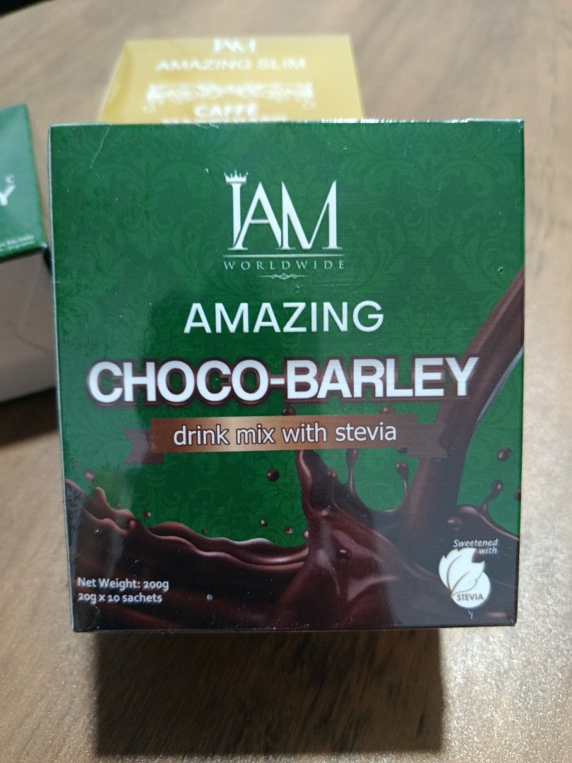IAM Worldwide Amazing Barley, Choco-Barley, Slim (Category: Health Food, Drinks & Tonics) located in Pasay City. Submitted by mjdiaz.43 (Listing ID 1428379727, Image 3). Description: IAM Worldwide Amazing Barley, Choco-Barley, and Slim drink mixes. Amazing Pure Organic Barley is a powdered drink mix from Australia. Amazing Choco-Barley is a drink mix with stevia. Amazing Slim Caffe Macchiato contains Aloe Vera, Arabica Coffee, Garcinia Cambogia, 