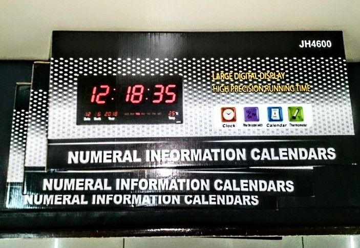 JH4600 Large Digital Display Clock (Category: Clocks) located in Manila. Submitted by nikkoshop (Listing ID 1428266474, Image 2). Description: Digital LED Wall Clock With Calendar and Temperature Display JH4600 Description: This is the first and foremost, a clock with a sufficiently large display, By placing such a clock on the wall at home or in the office, at work, you can always, and from a distance will see the time and other information disp