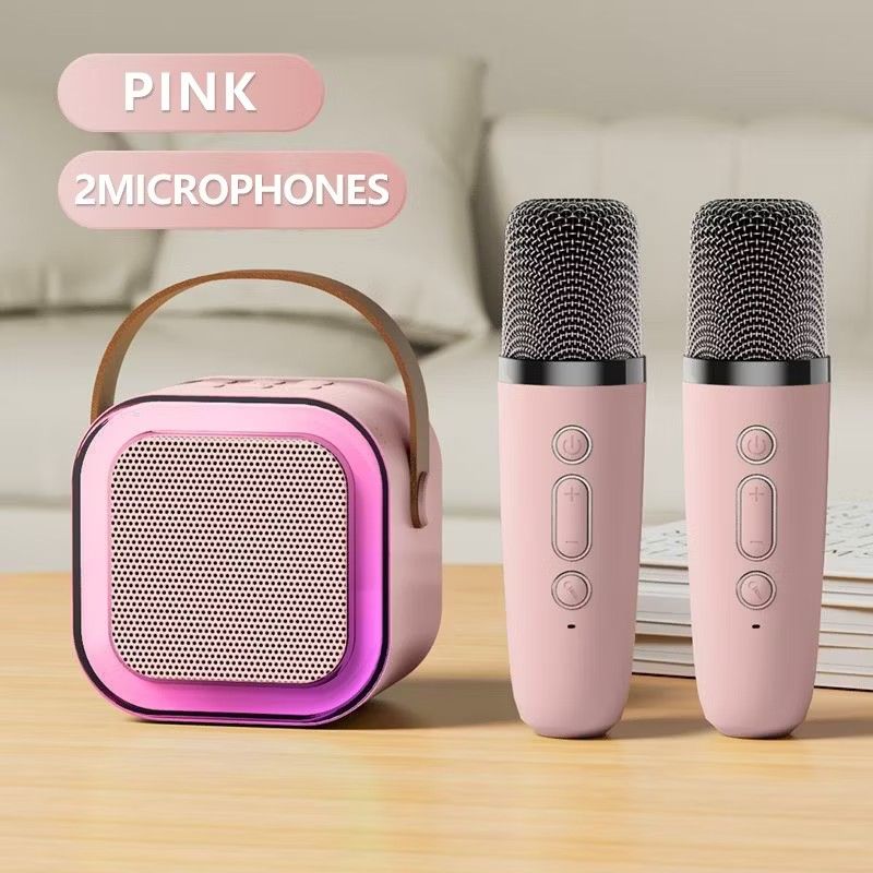 K12 Bluetooth Mini Karaoke Speaker with 2 Microphones (Category: Soundbars, Speakers & Amplifiers) located in Paranaque City. Submitted by audioaddict0517 (Listing ID 1428425965, Image 2). Description: Enjoy karaoke anywhere with this portable K12 Bluetooth speaker! It comes with two microphones and features multiple playback modes: AUX, TF card, USB, and Type-C charging. The speaker has RGB colored lights and a handle for easy carrying. It is co