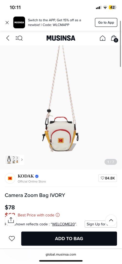 Kodak Camera Zoom Bag (Category: Camera Bags & Carriers) located in Bocaue. Submitted by gaille29 (Listing ID 1428269412, Image 1). Description: - Kodak Camera Zoom Bag - Ivory/mustard color - Stylish design with red accents - Perfect for cameras and essentials.