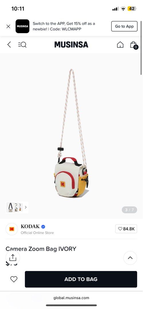 Kodak Camera Zoom Bag (Category: Camera Bags & Carriers) located in Bocaue. Submitted by gaille29 (Listing ID 1428269412, Image 2). Description: - Kodak Camera Zoom Bag - Ivory/mustard color - Stylish design with red accents - Perfect for cameras and essentials.