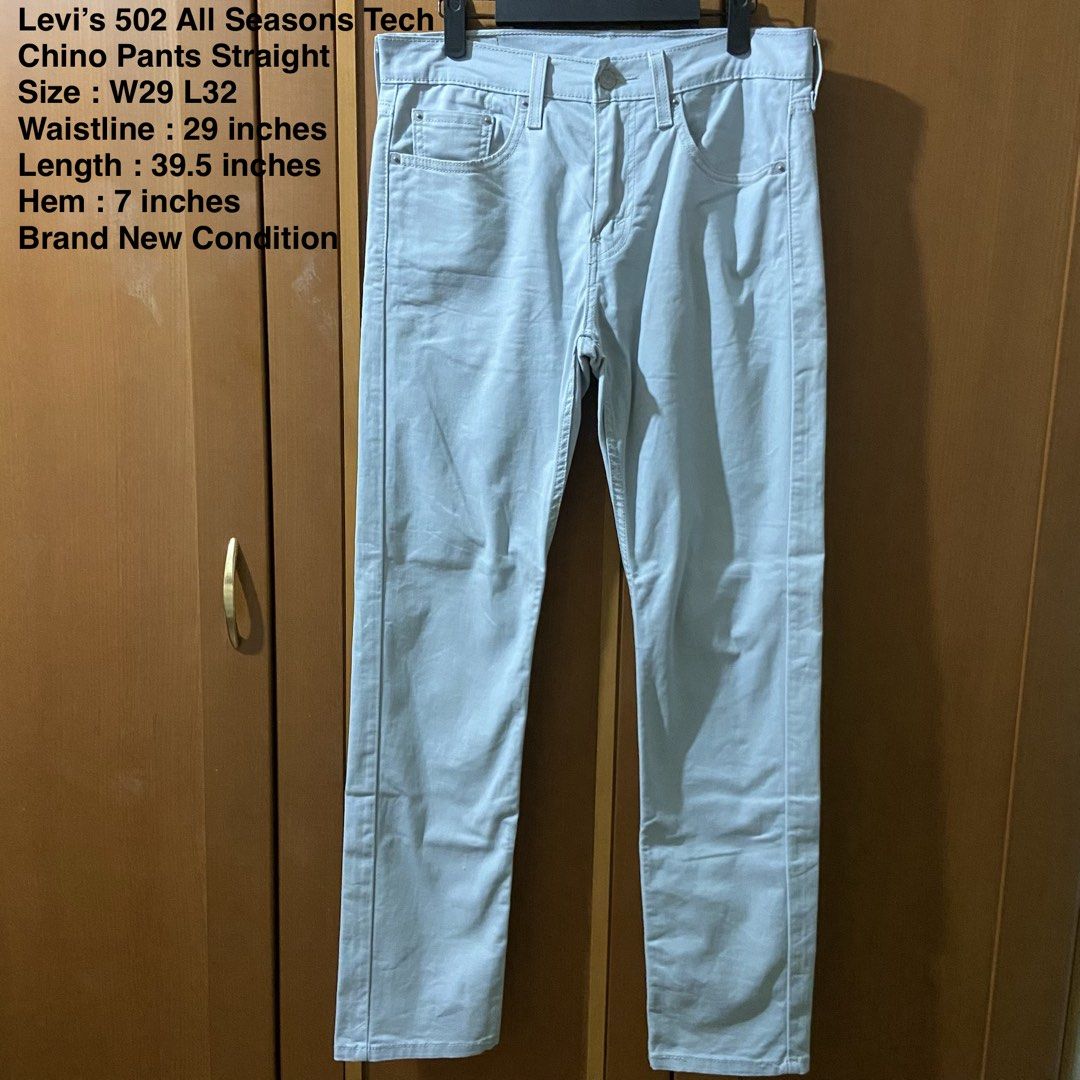 Levi's 502 All Seasons Tech Chino Pants (Category: Jeans) located in Manila. Submitted by goldenturtle.bfdfc0 (Listing ID 1428272088, Image 1). Description: Size and Dimensions inside the picture.