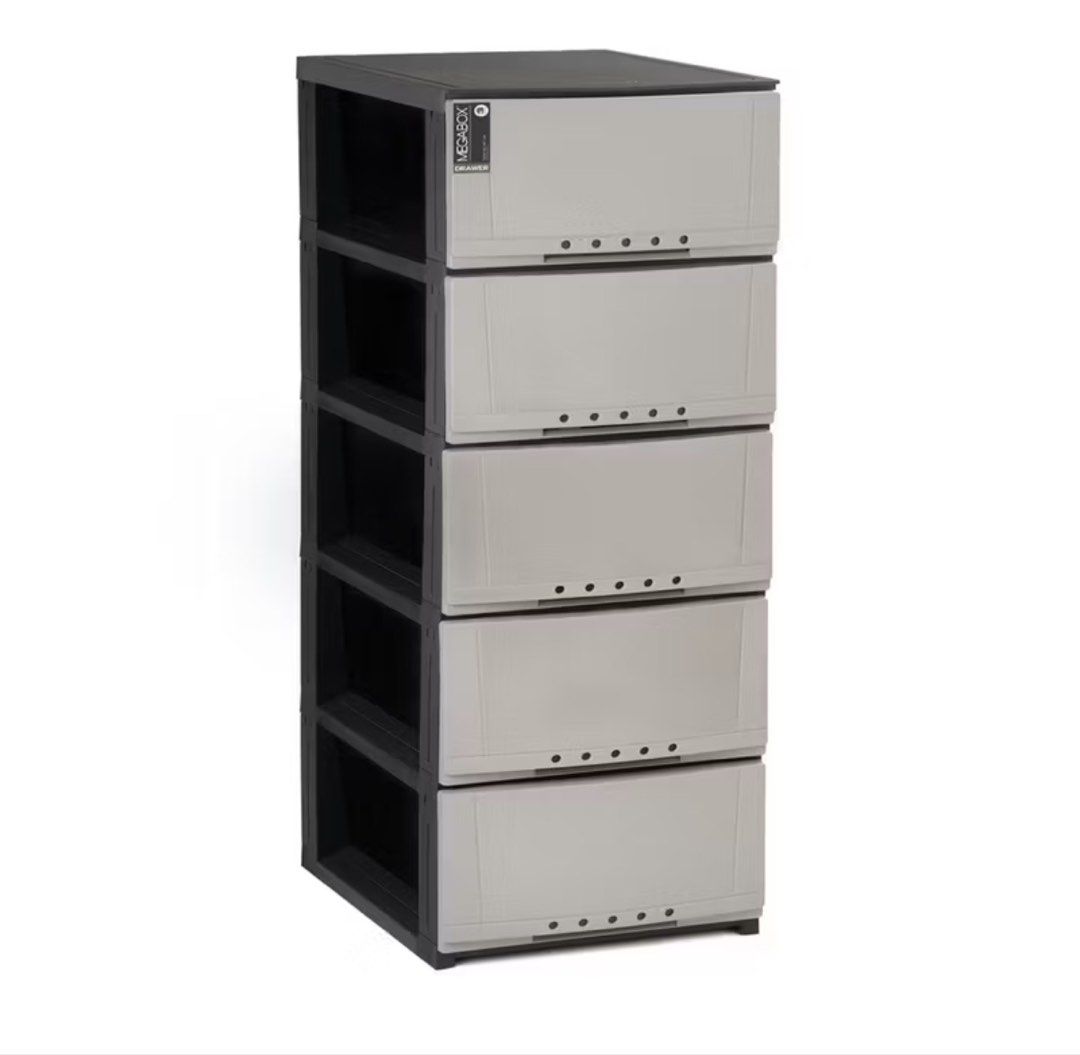 Megabox 5 Layer Drawer (Ash Grey) (Category: Shelves, Cabinets & Racks) located in Mandaluyong City. Submitted by jb_banez (Listing ID 1428329912, Image 1). Description: - Selling for only ₱1000 - Brand new and Sealed.