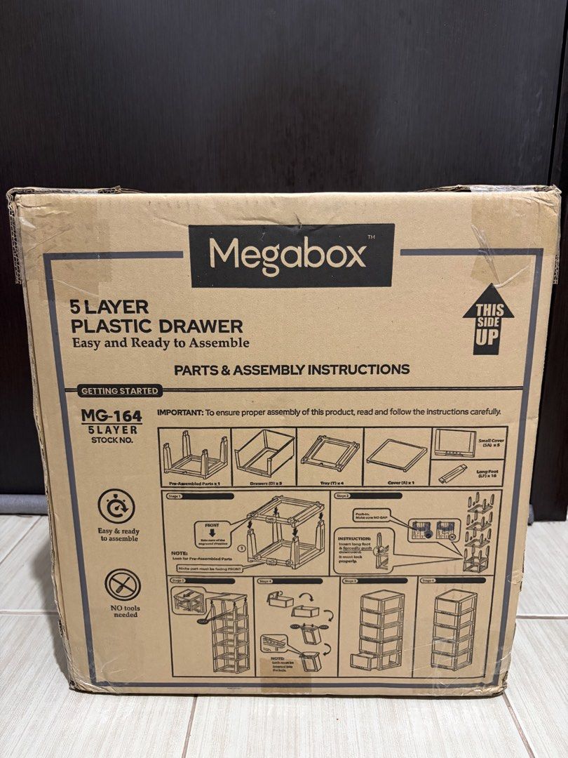 Megabox 5 Layer Drawer (Ash Grey) (Category: Shelves, Cabinets & Racks) located in Mandaluyong City. Submitted by jb_banez (Listing ID 1428329912, Image 3). Description: - Selling for only ₱1000 - Brand new and Sealed.