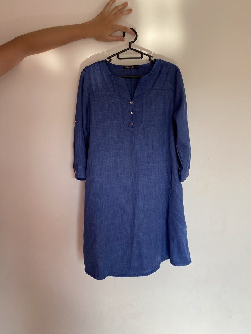 No Apologies Denim Blue Dress (Category: Dresses) located in Paranaque City. Submitted by livefire_87f850 (Listing ID 1428310674, Image 1). Description: Brand: No Apologies Size: M Color: Blue denim Details: 3/4 sleeve can be shortened Condition: Barely used Payment: GCash payment Delivery: Lalamove or J&T.