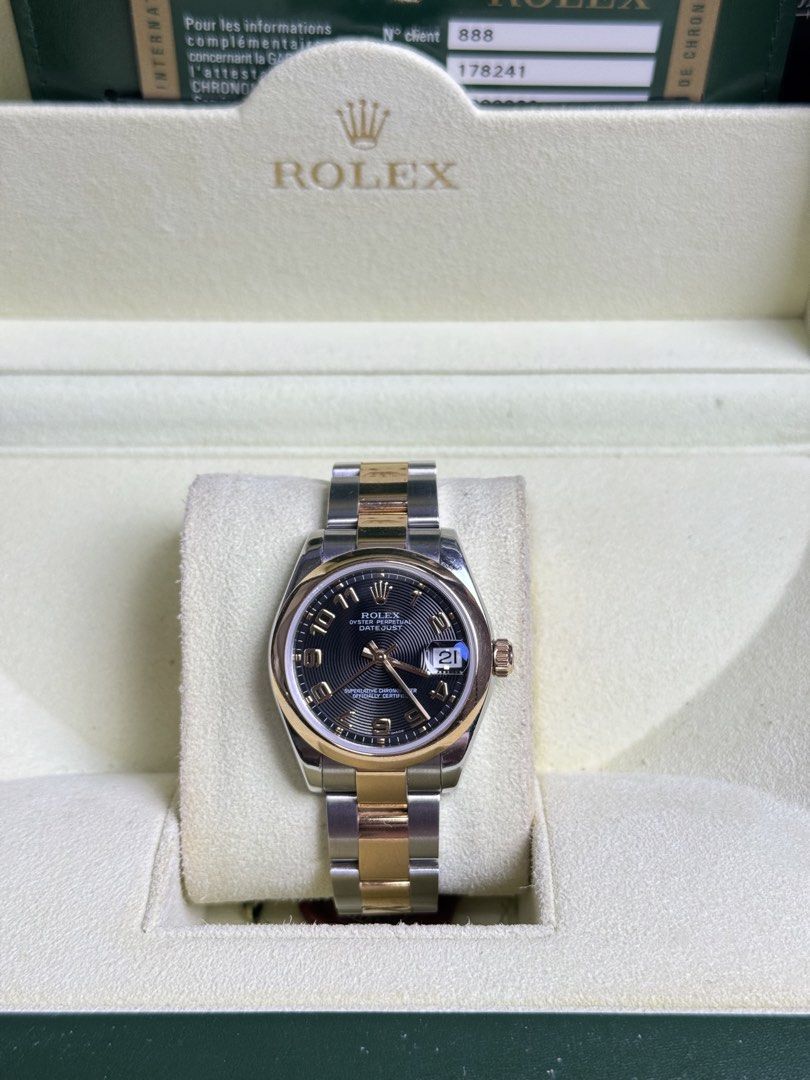 Rolex Datejust Junior (Category: Luxury Watches) located in Quezon City. Submitted by LuxPieces (Listing ID 1428420580, Image 3). Description: Rolex Datejust Junior Size Ref. 178241 Black Arabic Concentric Dial Full Set Year 2010 Amazing condition 525k only.