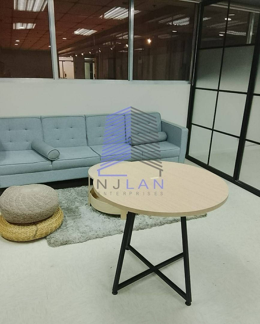 Round Side Table with Black Legs (Category: Tables & Sets) located in Caloocan City. Submitted by wengdacanay (Listing ID 1428264664, Image 1). Description: Stylish round side table with a light wood-grain finish. Features a sturdy black metal base with an X-shaped design for stability. Perfect for small spaces or as an accent piece. The table's neutral color palette makes it easy to match with various decor styles. Ideal for placing drinks, book