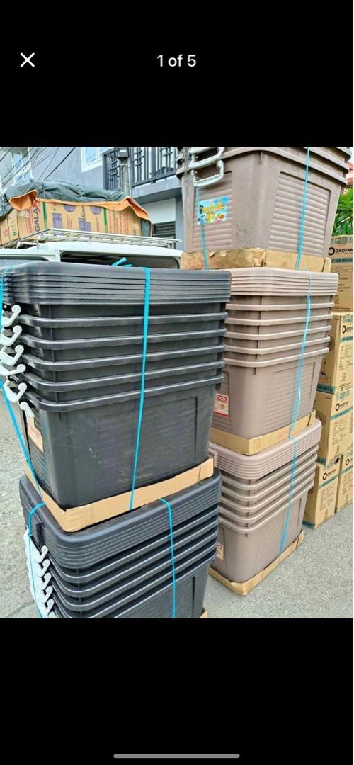 Stackable Storage Boxes (Category: Storage Boxes & Baskets) located in Manila. Submitted by kellychz (Listing ID 1428261984, Image 3). Description: On hand Brand new Same day delivery AVAILABLE: 40L black 60L transparent 80L black 102L mocha 102L black 143L black 163L transparent 163L mocha 205L green, blue, red 205L transparent Sameday delivery Door to door delivery Via lalamove delivery Pm lang po sa gusto.
