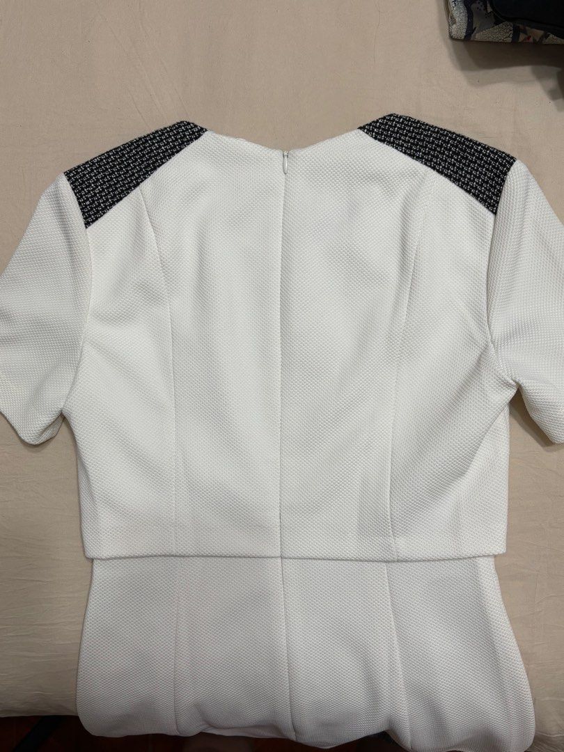 White office tweed dress (Category: Dresses) located in Pasig City. Submitted by kljoson (Listing ID 1428356174, Image 2). Description: Good for office or formal events Thick tweed material with inner lining.
