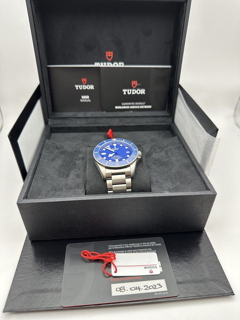 2023 Tudor Pelagos Blue 25600 25600TB Titanium Smurf (Category: Watches) located in Singapore. Submitted by boxandpapers (Listing ID 1428523627, Image 2). Description: Tudor Pelagos Blue Reference 25600TB Size 42mm 🎁 with Original Box & Warranty Card ✅ Dated 2023 April Lightly Used Does not come with the Pelagos rubber strap.