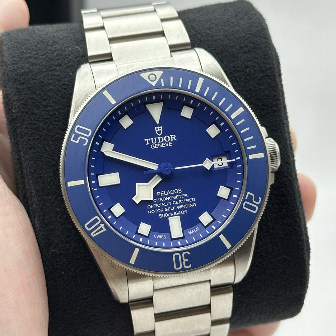 2023 Tudor Pelagos Blue 25600 25600TB Titanium Smurf (Category: Watches) located in Singapore. Submitted by boxandpapers (Listing ID 1428523627, Image 1). Description: Tudor Pelagos Blue Reference 25600TB Size 42mm 🎁 with Original Box & Warranty Card ✅ Dated 2023 April Lightly Used Does not come with the Pelagos rubber strap.