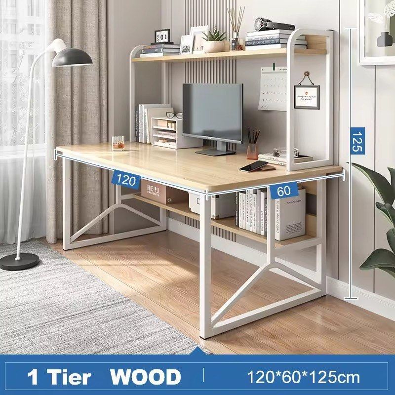 🪜 Apartment Bedroom Computer Table Study Desk With Bookshelf Display ...