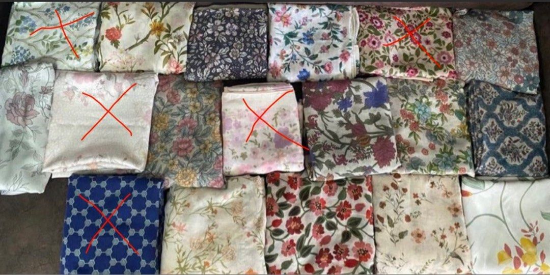 Assorted Patterned Bawal (Category: Craft Supplies & Tools) located in Petaling Jaya. Submitted by juejuuu (Listing ID 1421838494, Image 1). Description: Jarang pakai kerana hanya pakai tudung plain .