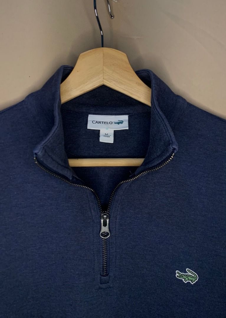 Cartelo Navy Blue Quarter Zip Sweater (Category: Luxury Apparel) located in Davao. Submitted by reclaimed_ph (Listing ID 1428464359, Image 3). Description: - Navy Blue Quarter Zip - Full zip - 20.5 x 26 - 9 Color rate - Very good condition - No issue .