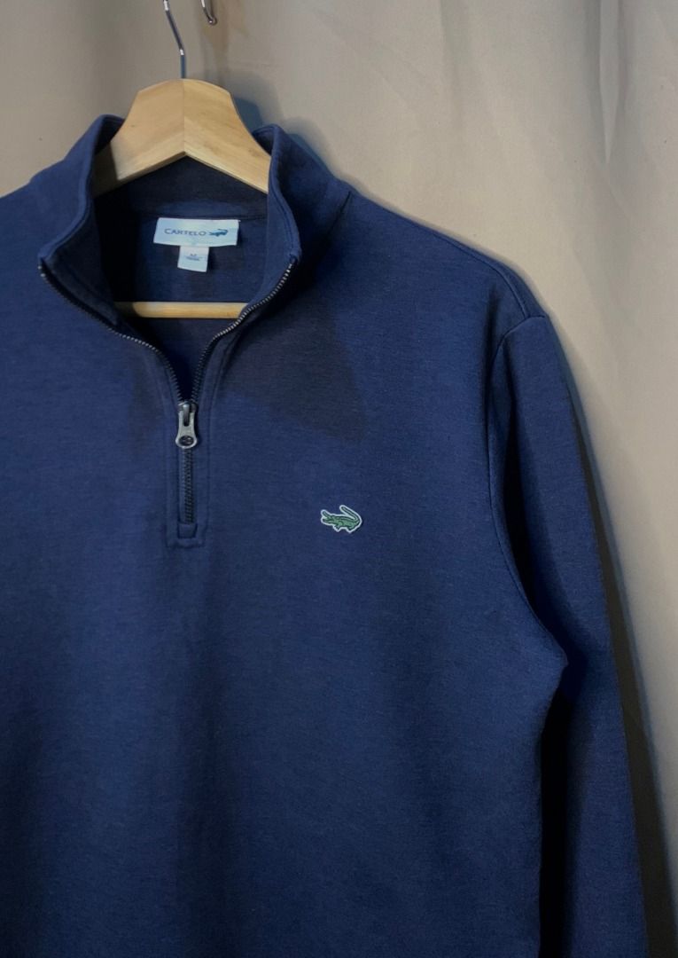 Cartelo Navy Blue Quarter Zip Sweater (Category: Luxury Apparel) located in Davao. Submitted by reclaimed_ph (Listing ID 1428464359, Image 2). Description: - Navy Blue Quarter Zip - Full zip - 20.5 x 26 - 9 Color rate - Very good condition - No issue .