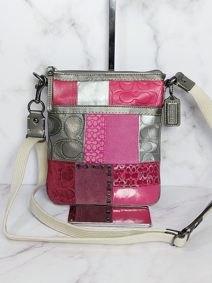 Coach Patchwork Crossbody Bag (Category: Luxury Bags & Wallets) located in Caloocan City. Submitted by abethines (Listing ID 1428565247, Image 2). Description: 🚨Available🚨 ✨ PINK VIBE ONLY! ✨ ​Level up your fit with this Vintage Coach Patchwork Swing Pack! 💖 ​From shimmery metallics to soft magenta suede, this Y2K icon is the ultimate statement piece. ​The Vibe: Bold, Bright, & Totally Iconic. 🏙️ ​The Look: Mixed-media textures + signature "C
