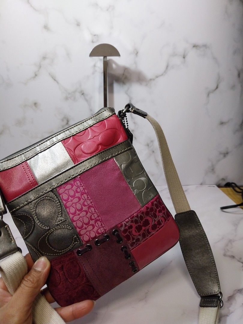 Coach Patchwork Crossbody Bag (Category: Luxury Bags & Wallets) located in Caloocan City. Submitted by abethines (Listing ID 1428565247, Image 3). Description: 🚨Available🚨 ✨ PINK VIBE ONLY! ✨ ​Level up your fit with this Vintage Coach Patchwork Swing Pack! 💖 ​From shimmery metallics to soft magenta suede, this Y2K icon is the ultimate statement piece. ​The Vibe: Bold, Bright, & Totally Iconic. 🏙️ ​The Look: Mixed-media textures + signature "C