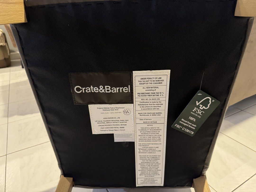 Crate & Barrel Leather Dining Chairs (Category: Chairs) located in Pasig City. Submitted by anne.anne19 (Listing ID 1428467881, Image 2). Description: Per Chair 6k only. Brandnew..