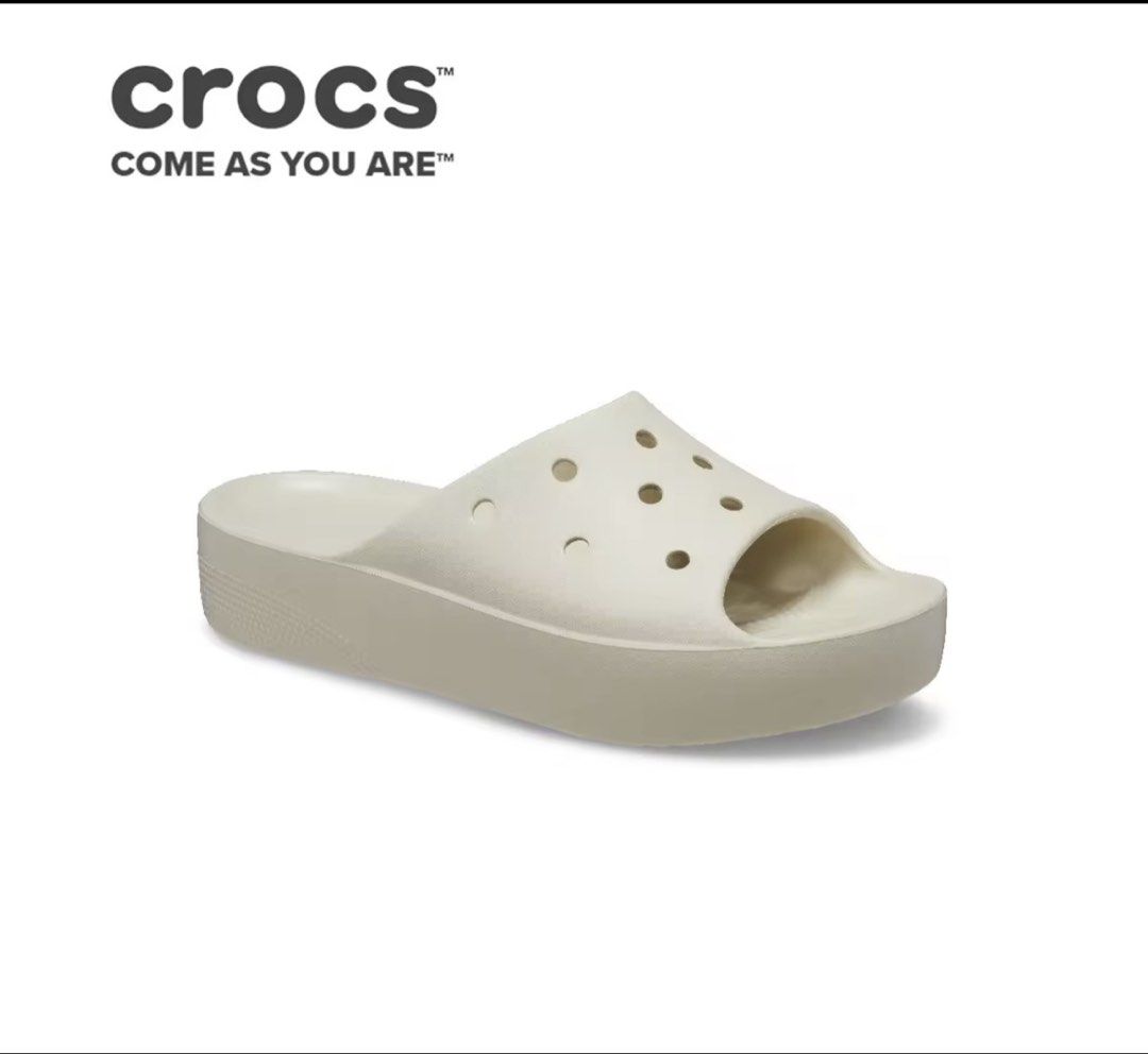 Crocs Women's Classic Platform Slide in Bone (Category: Slippers and slides) located in Manila. Submitted by happylittlekitten (Listing ID 1428451520, Image 2). Description: Authentic Crocs Women’s Classic Platform Slide in color Bone Size:w6 Lightly used Manage your expectation this is preloved item RFS: decluttering Shipping thru lalamove/jny.