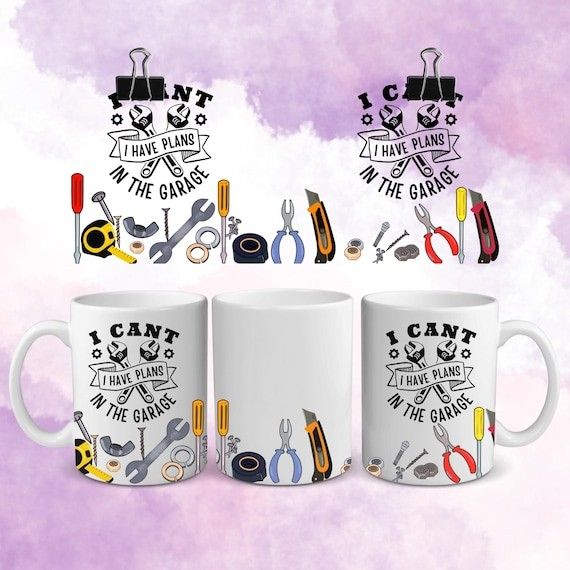 Custom Printed Mugs (Category: Coffee & Tea Tableware) located in Manila. Submitted by dedith_samson (Listing ID 1428573220, Image 1). Description: These mugs are perfect for coffee, tea, or any beverage. They feature various designs, including a 'I Can't I Have Plans in the Garage' theme, graduation-themed mugs, and mugs with colored interiors and handles. Available in different colors and designs. Great for personal use or as gifts..