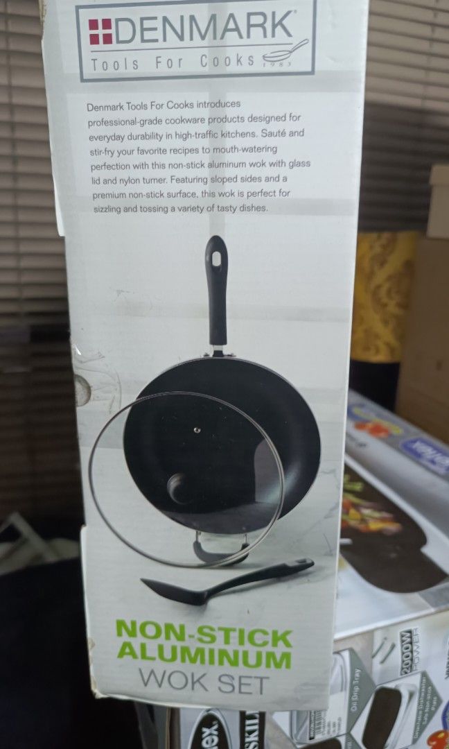Denmark Non Stick Aluminum Wok Set (Category: Cookware & Accessories) located in Manila. Submitted by dobi. (Listing ID 1428530319, Image 2). Description: - brand new - not opened - s&r price P 1999 - shipping shouldered by buyer.