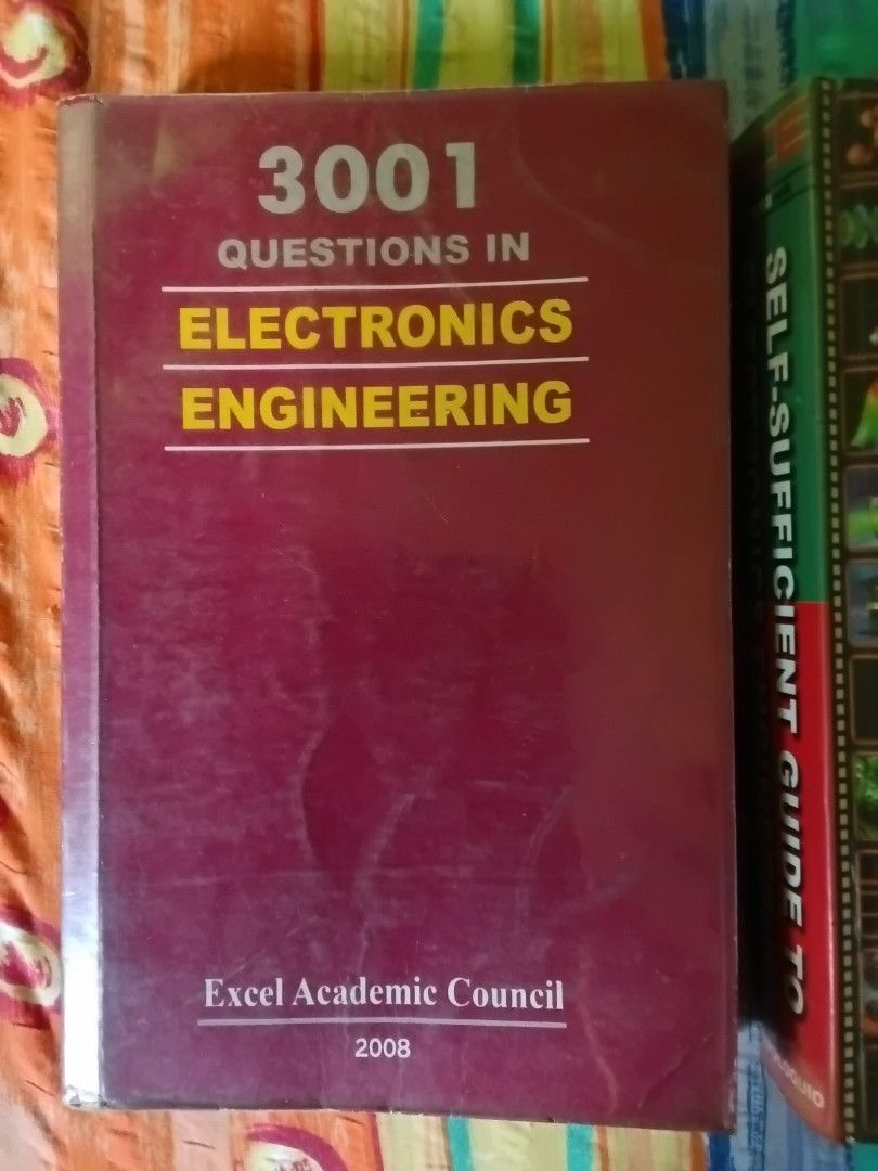 Electronics Engineering Review Books (Category: Textbooks) located in Mandaluyong City. Submitted by warmwater.103ba4 (Listing ID 1428441367, Image 2). Description: Two electronics engineering review books are available. One is titled "3001 Questions in Electronics Engineering" by Excel Academic Council, published in 2008. The other is "Self-Sufficient Guide to ECE Electronics Engineering" by Jason M. Ampoloquio, PECE, which includes over 3000 qu