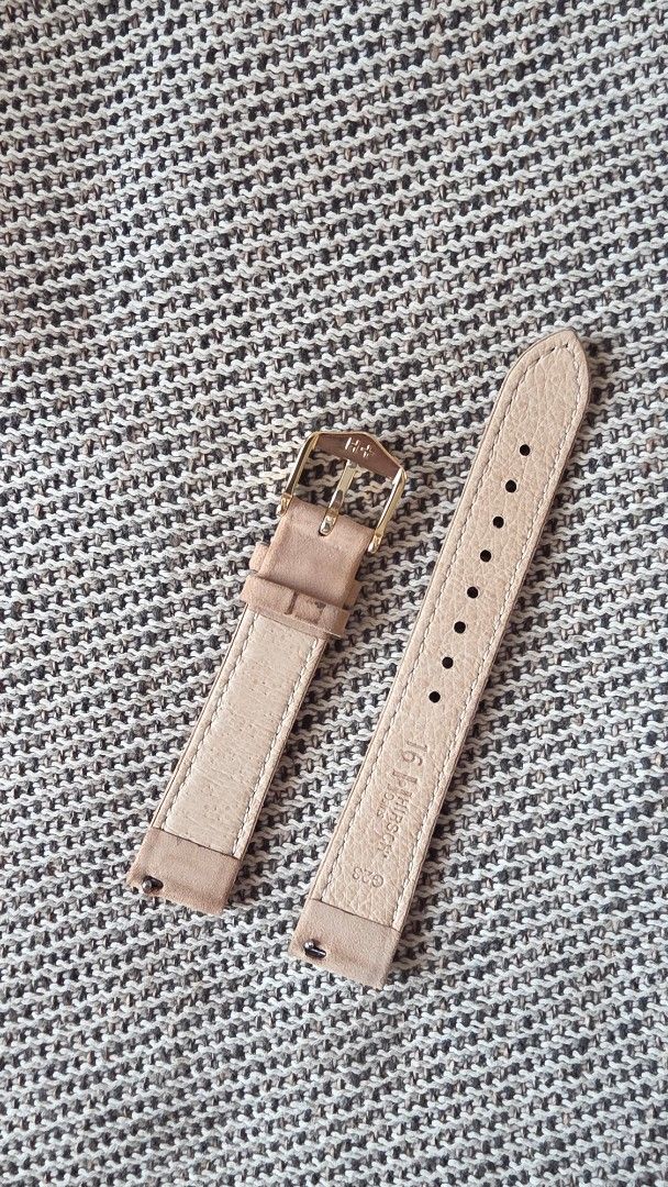 HIRSCH OSIRIS 16mm - Beige Nubuck Leather Watch Strap (QUICK RELEASE) (Category: Women's Watches) located in Quezon City. Submitted by mikeepreloveditems (Listing ID 1428534915, Image 2). Description: Hirsch OSIRIS - 16mm Nubuck Leather - gold hirsch buckle - RARELY USED.