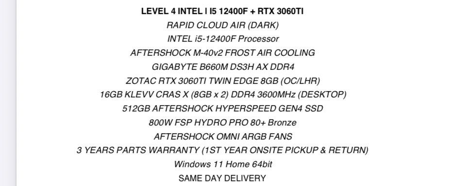 Intel i5-12400F + Nvidia GeForce RTX 3060ti413259773720012800