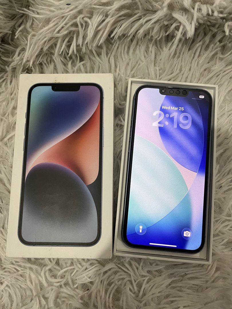 iPhone 14 128gb blue (Category: iPhone 14 Series) located in Manila. Submitted by jakebadenh81959 (Listing ID 1428501328, Image 1). Description: For sale iPhone 14 128 blue 100battery health Makinis Manila area.