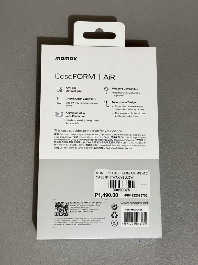 iPhone 17 Momax Caseform Air MagSafe Case (Category: Cases & Sleeves) located in Quezon City. Submitted by prelovedrx (Listing ID 1428462475, Image 2). Description: Brand new with Box Original Powermac Store price is 1,490php. .