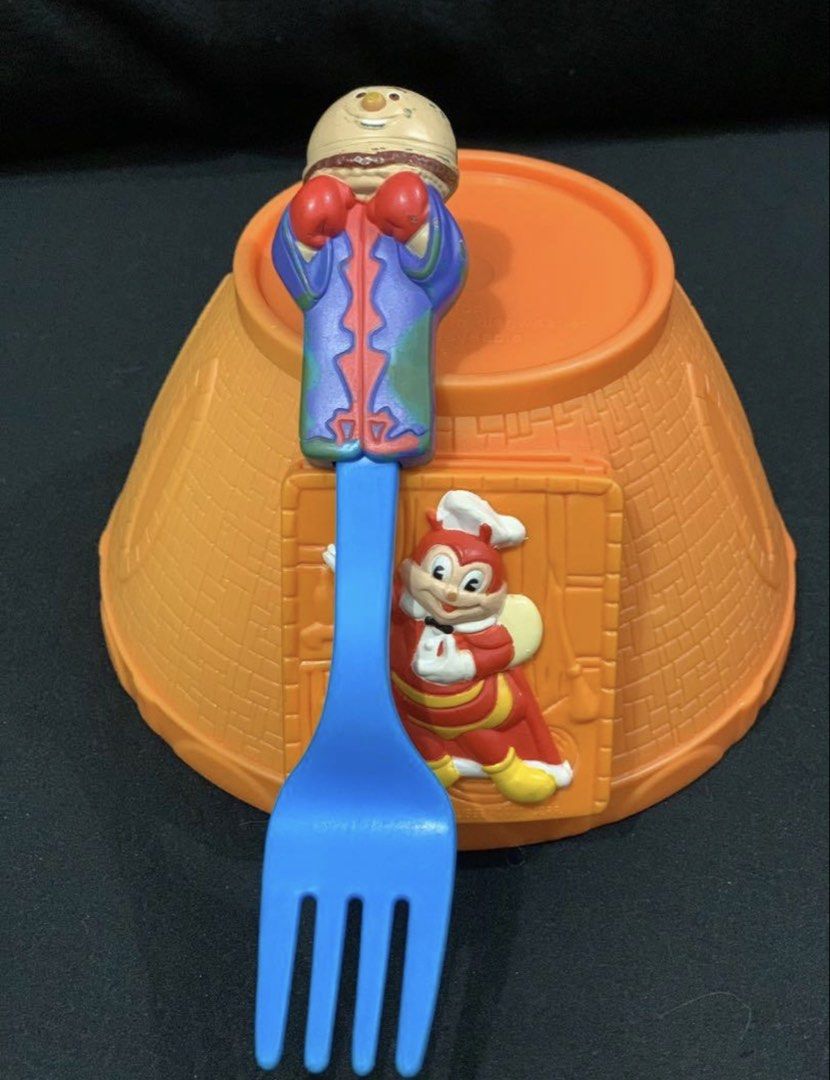 Jollibee Burger Steak Fork (Category: Dinnerware & Cutlery) located in Paranaque City. Submitted by pengkit (Listing ID 1428559001, Image 1). Description: 300 pesos sets -Jolly Mealtime Magic -Very Rare (to complete this set) -Jollibee Bowl -Champ Fork.