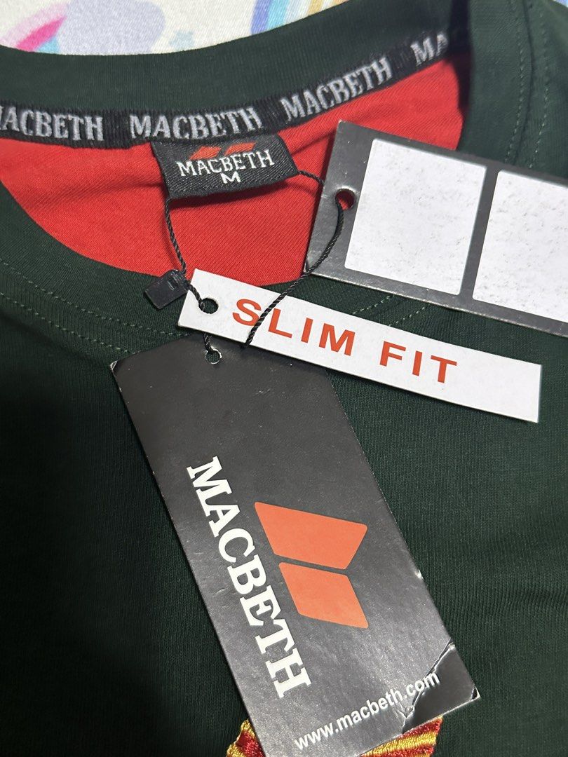 Macbeth Slim Fit T-shirt - Green (Category: Tshirts & Polo Shirts ) located in Taguig. Submitted by michygurl08 (Listing ID 1428535681, Image 1). Description: MacBeth (Blue Green) Size: Medium Slim Fit Never used RFS: Decluttering.