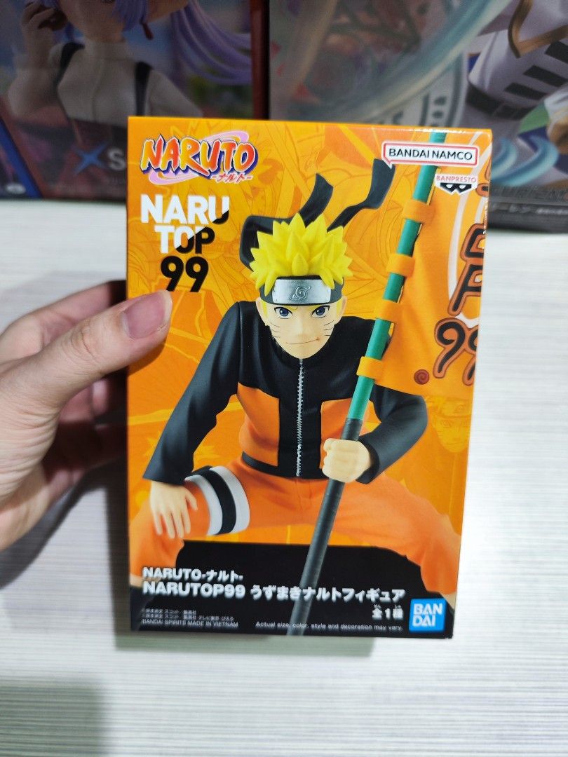MISB Naruto Top 99 Figure (Category: Figurines & Statues) located in Malabon City. Submitted by animehobbystore (Listing ID 1428576963, Image 1). Description: Naruto Top 99 figure featuring Naruto. The figure is in its original packaging. It is a Bandai Namco product. The box has a vibrant orange color scheme with Naruto's image prominently displayed..