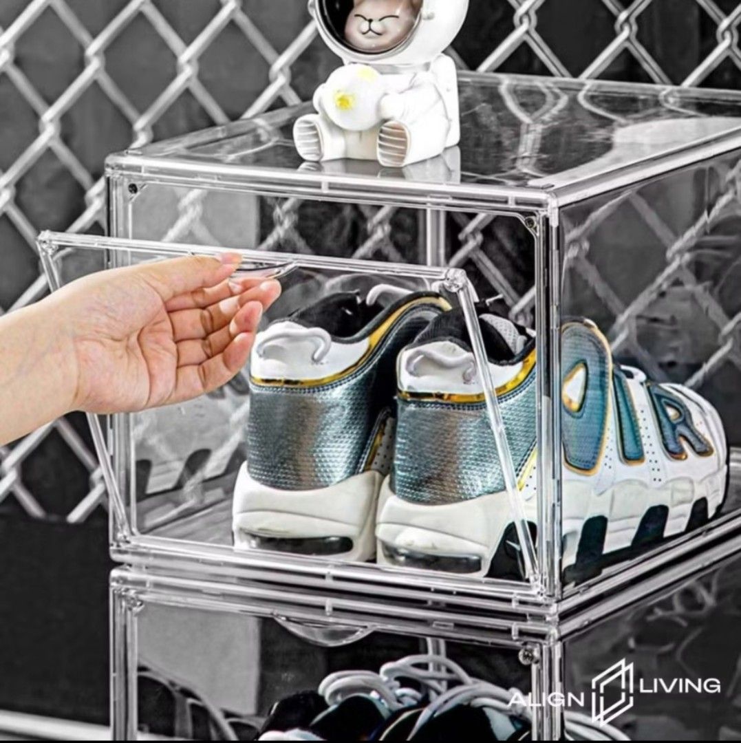 NEW Clear Shoe Display Box Acrylic Stackable Storage Box Magnetic