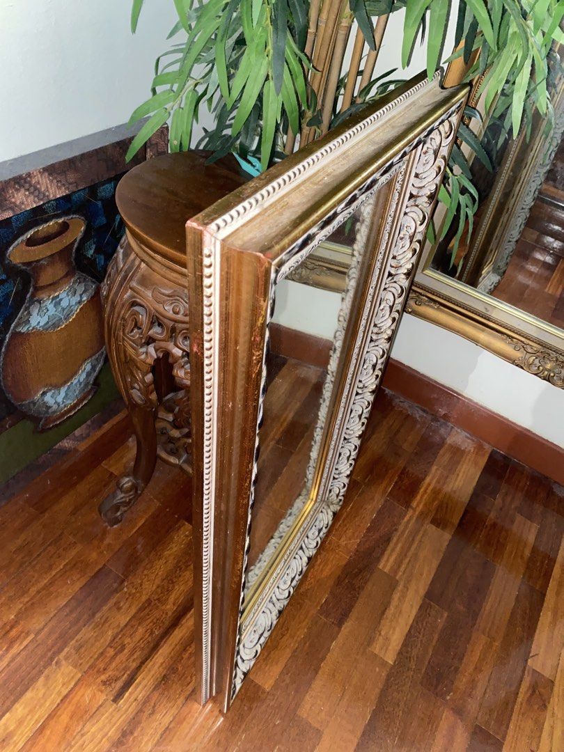 Ornate Rectangular Mirror (Category: Mirrors) located in Putrajaya. Submitted by labupabu (Listing ID 1428548011, Image 3). Description: Height : 81 cm Length : 46 cm Frame Thickness : 5.5 cm Heavy. Woden frame Self collect / Lalamove. Location Presint 11 Putrajaya Booking with deposit.