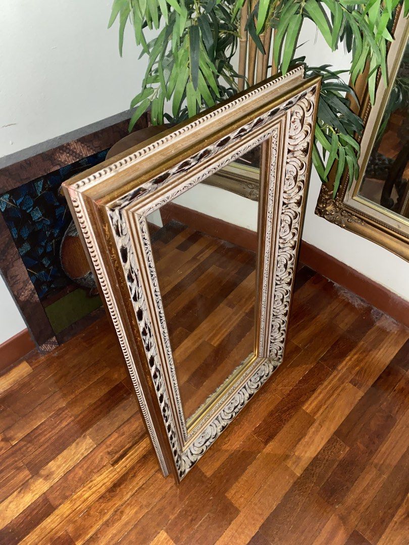 Ornate Rectangular Mirror (Category: Mirrors) located in Putrajaya. Submitted by labupabu (Listing ID 1428548011, Image 2). Description: Height : 81 cm Length : 46 cm Frame Thickness : 5.5 cm Heavy. Woden frame Self collect / Lalamove. Location Presint 11 Putrajaya Booking with deposit.