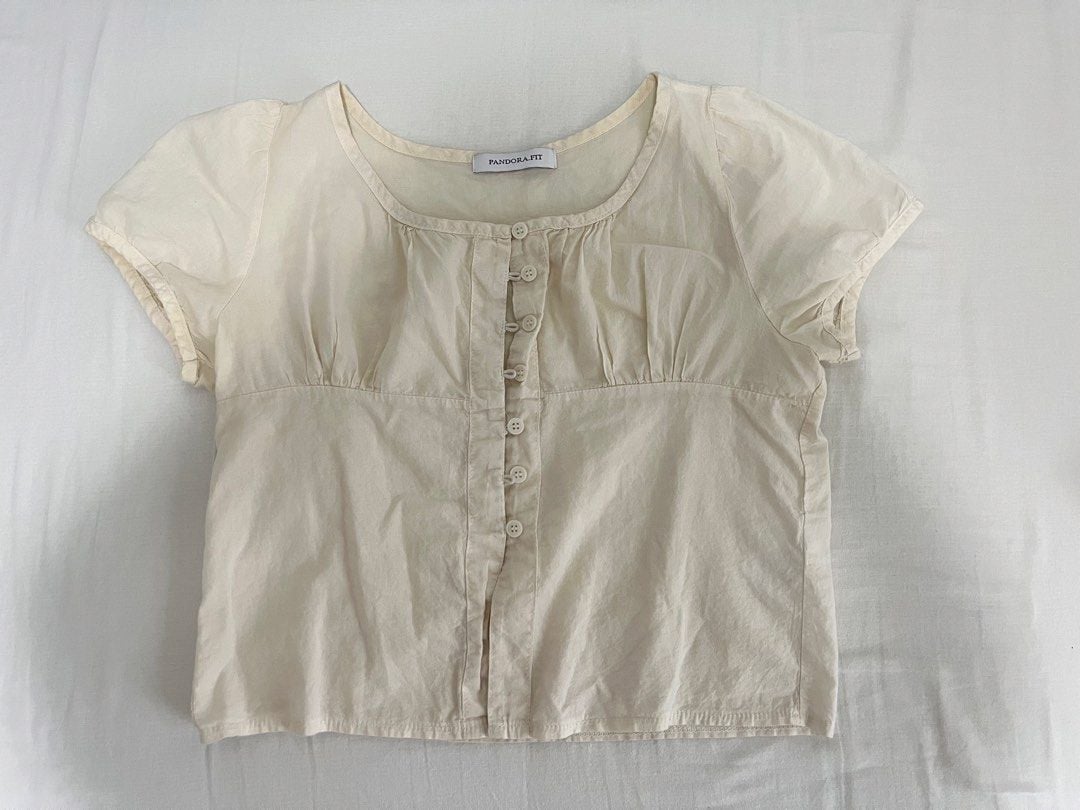 Pandora & Fit Cream Button-Up Top, Women's Fashion, Tops, Blouses on ...
