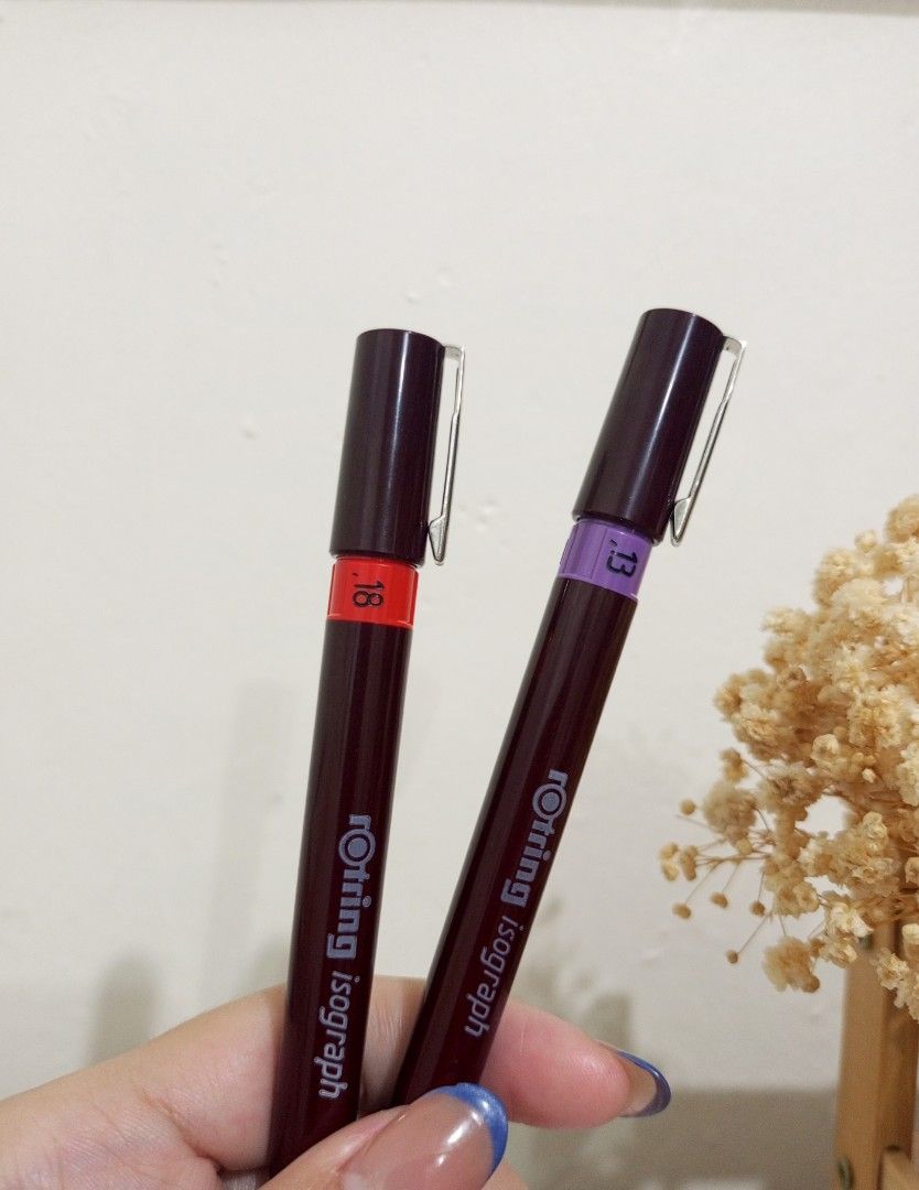 Rotring Isograph Technical Pens (Category: Stationery & School Supplies) located in Manila. Submitted by zee448 (Listing ID 1428503047, Image 1). Description: Selling my brand new Rotring isograph technical pens for 700 each. 1,300 for both. - .13mm - .18mm - ink not included but I can sell my rotring 23ml ink, also brand new..