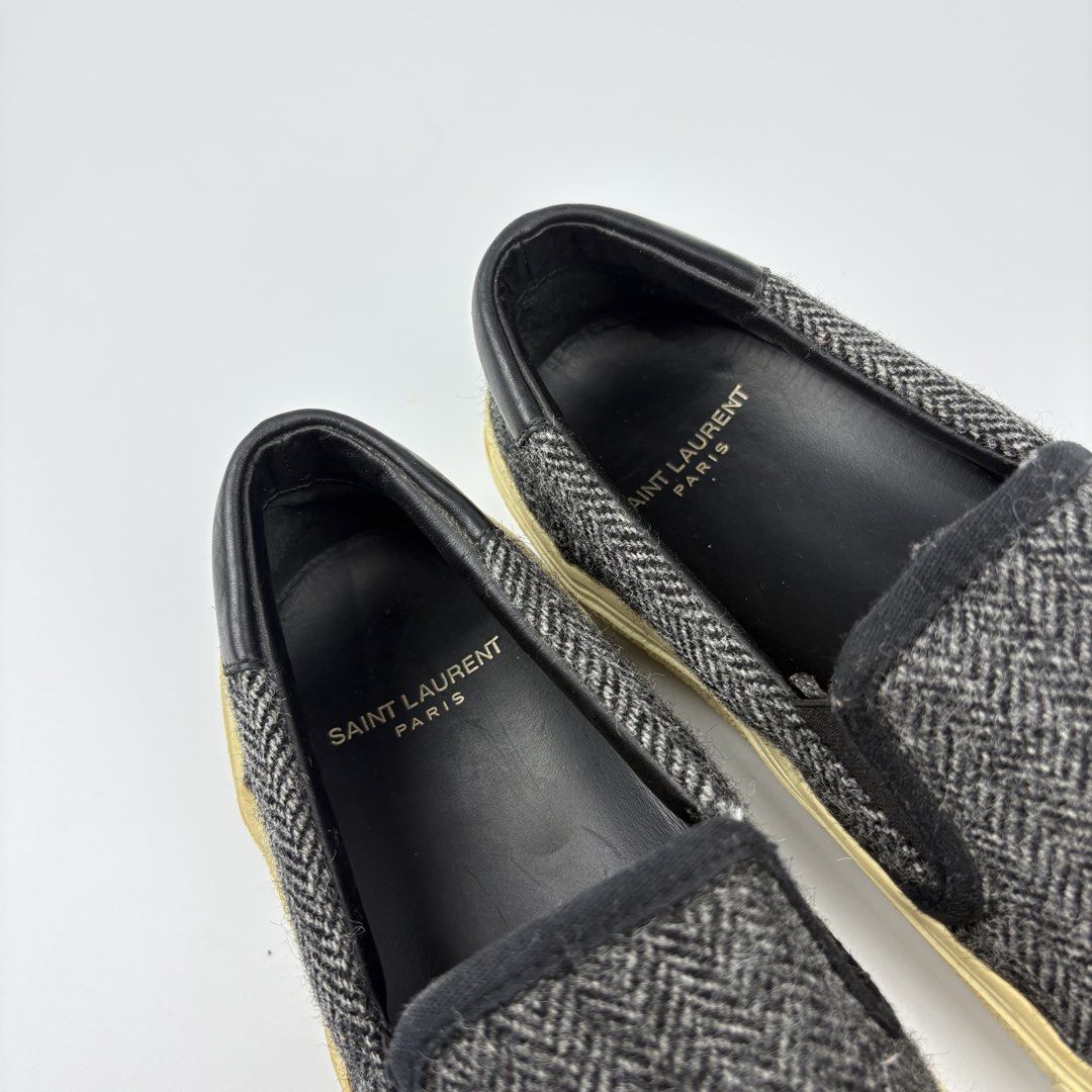 Saint Laurent - Hedi Slimane - Wool Slip On Sneakers (Category: Sneakers) located in Bacolod City. Submitted by cast.archives (Listing ID 1428599459, Image 2). Description: Saint Laurent - Hedi Slimane - Wool Slip On Sneakers Authentic Size: 38 Condition: Excellent Flaw: Yellowing, Minor sep.