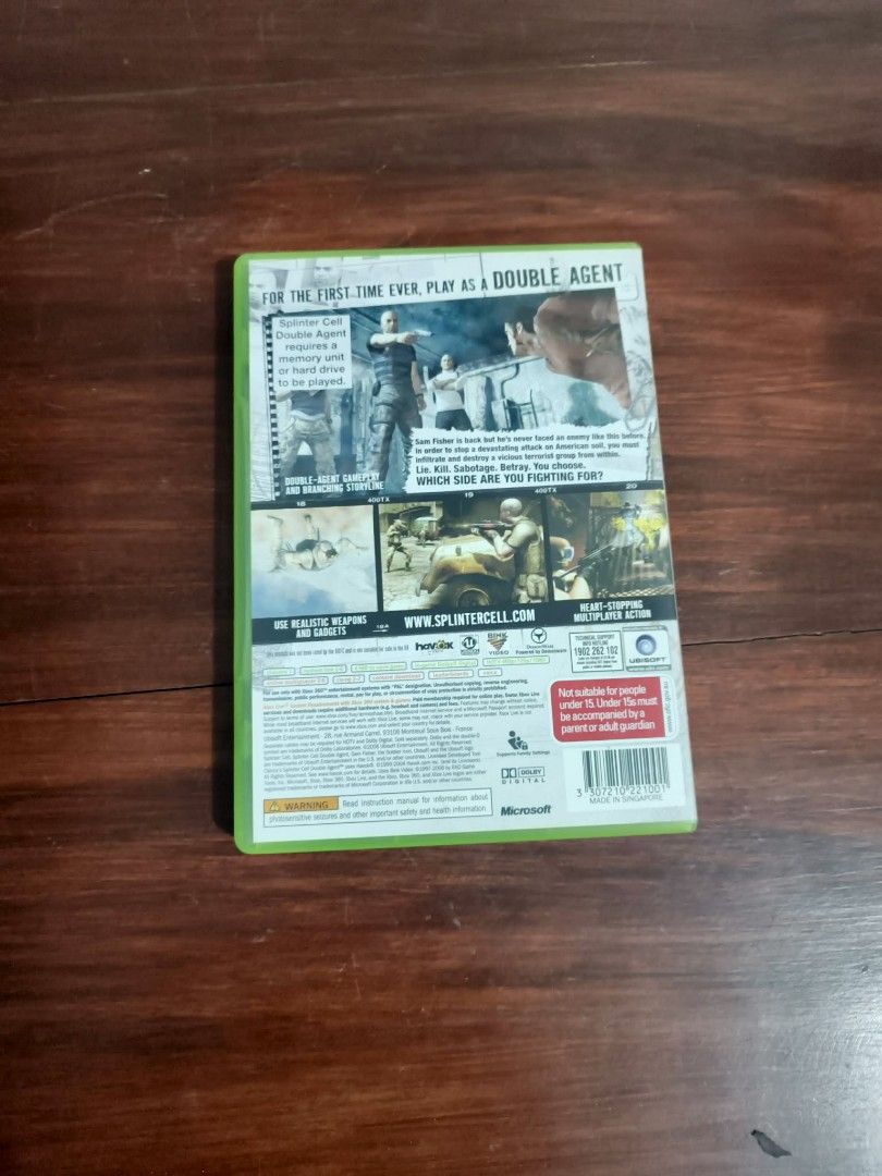 Tom Clancy's Splinter Cell: Double Agent - Xbox 360 (Category: Xbox) located in San Vicente. Submitted by rakamiael810 (Listing ID 1428441068, Image 2). Description: brand new pa tinanggal lng plastic wrap nya pra buksan lng 👌.