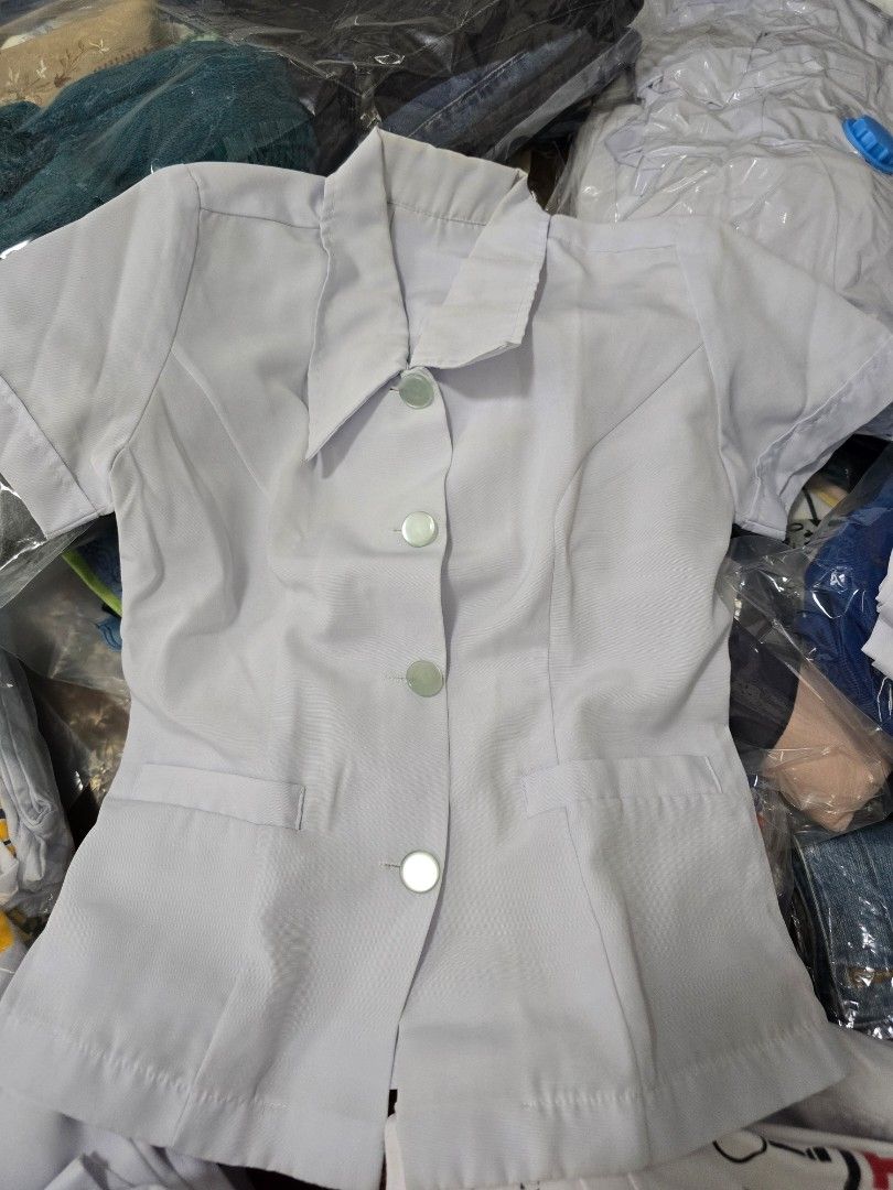 White Uniform Set -BUNDLE (Category: Sets or Coordinates) located in Valenzuela. Submitted by mluck (Listing ID 1428559784, Image 1). Description: waist 24 to 25 inches for 4'11" height for petite and slim BUNDLE! ALSO AVAILABLE: 3 sets of WHITE PANTS AND BLOUSE (separate price) for only 2400 ( good fabric).