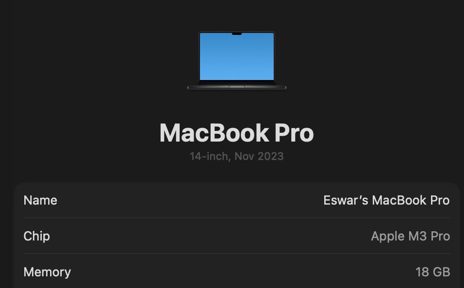 Apple Macbook Pro M3 Pro 18gb RAM412358903606824960